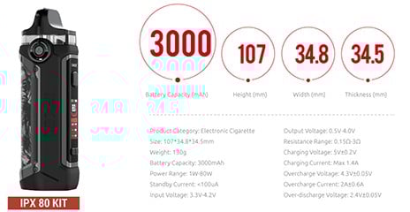 Smok IPX 80 Özellikleri, Smok IPX80 Özellikleri