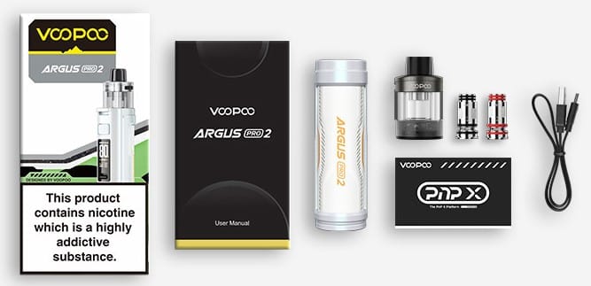Voopoo ARGUS PRO2 Pod Kutu İçeriği, Voopoo ARGUS PRO 2 Pod Kutu İçeriği