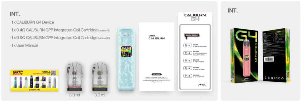 Uwell Caliburn G4 INT. Kutu İçeriği